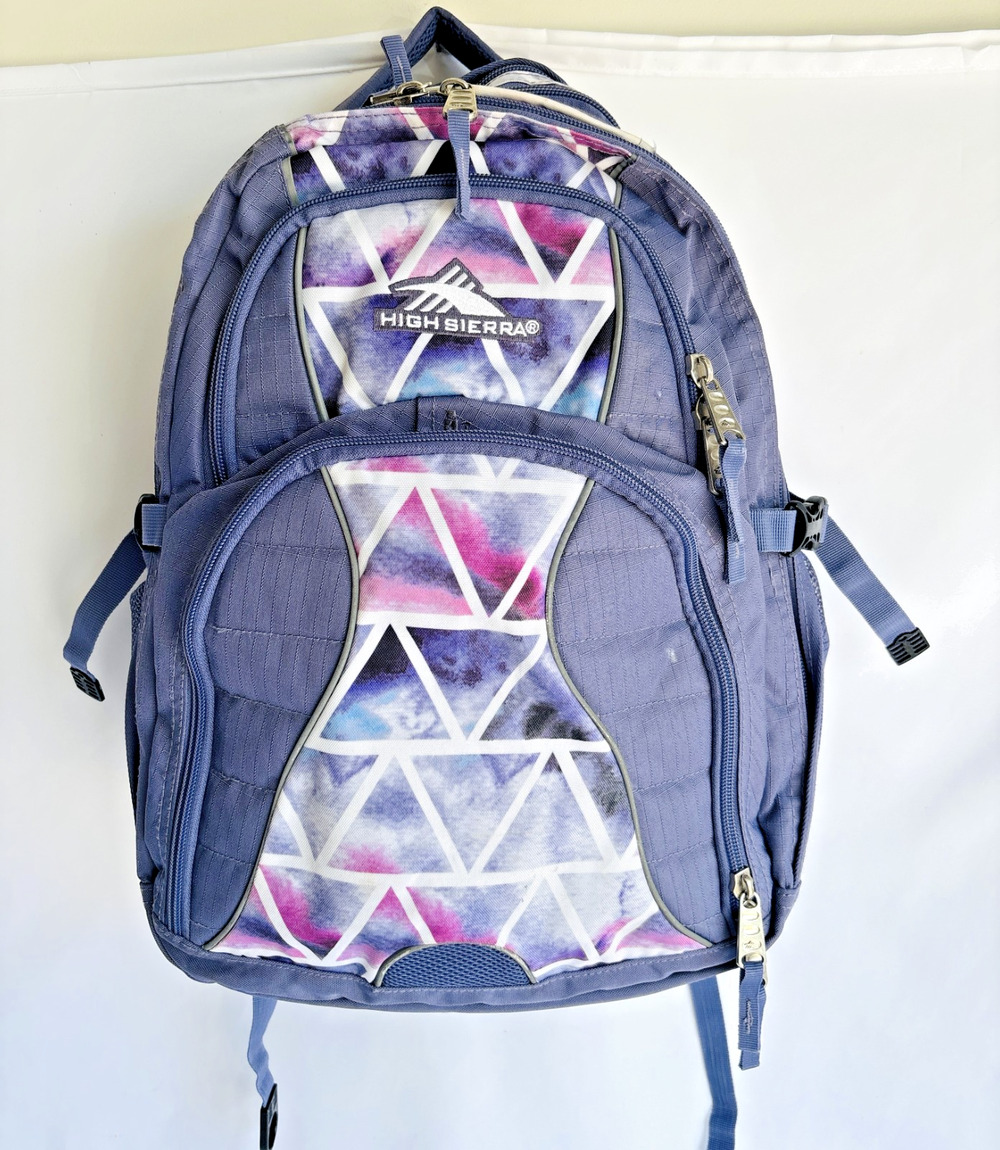 High Sierra Swerve Backpack Dreamscape Purple Geometric Pattern